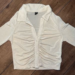 SHEIN sheer collared crop top